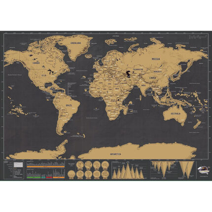 Black World Map Poster